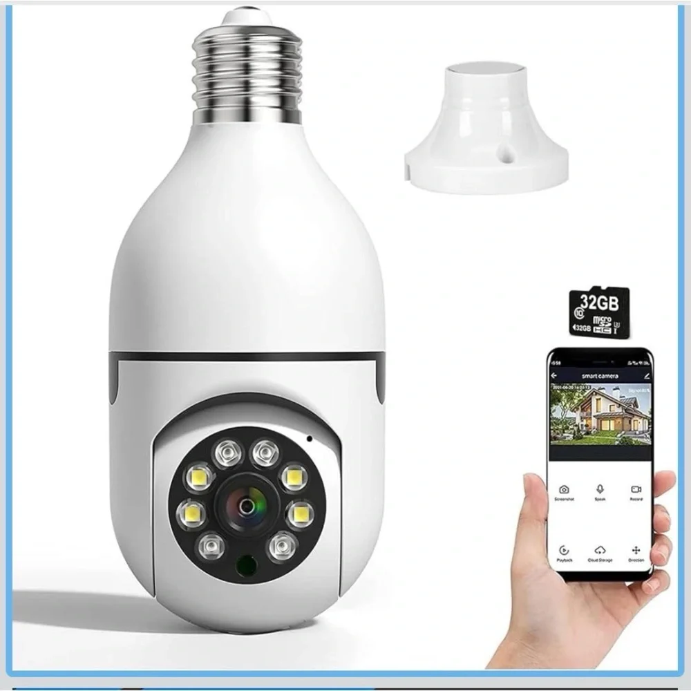 E27 Cordless Smart White Security Camera